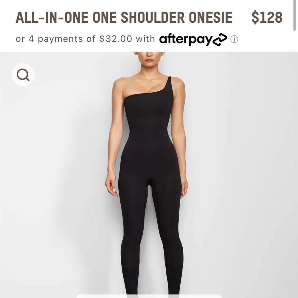 SKIMS One-Shoulder Black All-In-One Onesie Jumpsuit